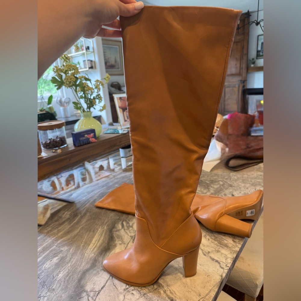 Express Tan Heeled Boots with Stiletto Heel